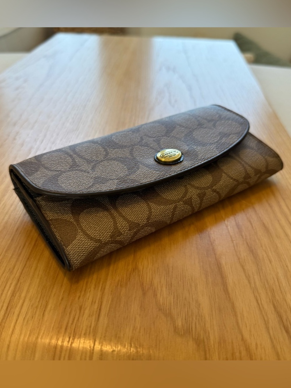 Coach Signature Canvas Continental Wallet in Brown - Picture 2 of 14